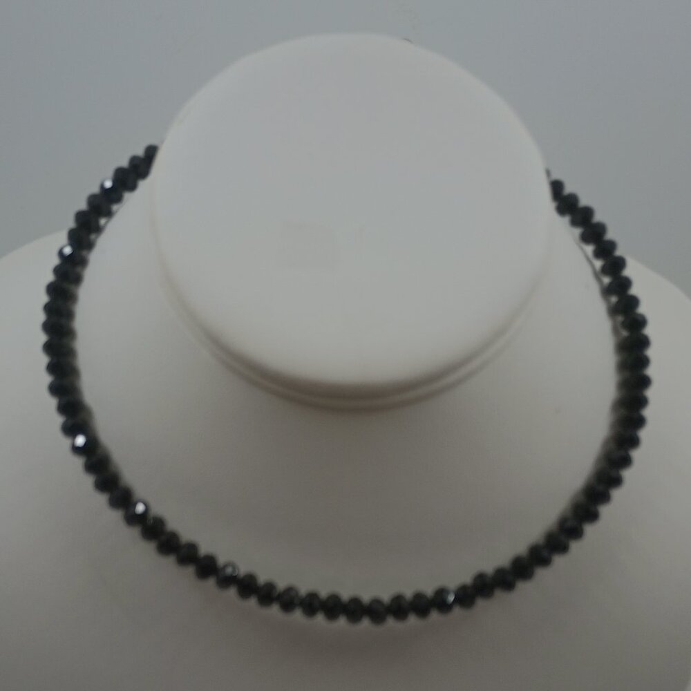 Betsy Johnson Black Faceted Beaded Wire Chain Necklace
